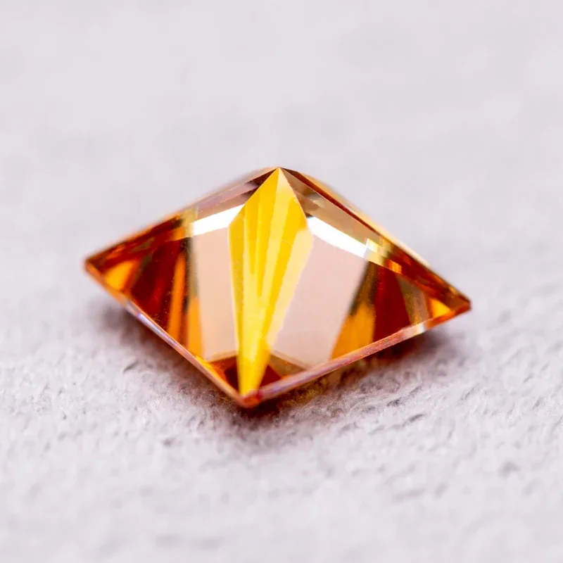 Moissanite Stone Orange Color Princess Cut Lab Grown Diamond Charms DIY Jewelry Making Materials with GRA Certificate