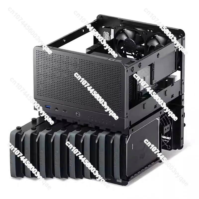 Aluminum Alloy Steel Plate Support 130mm CPU Cooler, Two 100×25mm Fans Included, ITX Mini NAS Computer Case
