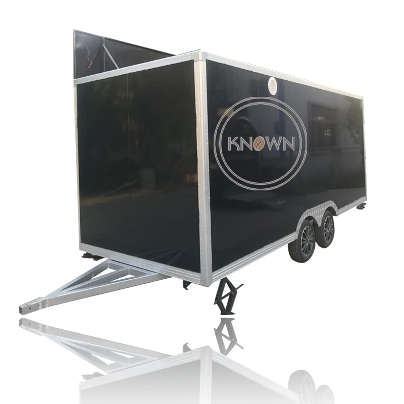5m Mobile Food Trailer Street Ice Cream Hot Dog Coffee Food Cart Stainless Steel Food Trucks With Advertising Board