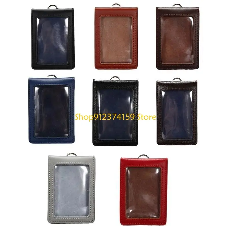 

G5AE Leathers IDs Badge Holder Work Card Sleeve Clear Window Card Protector