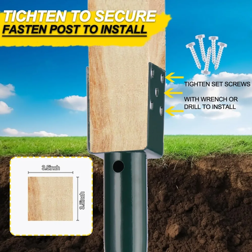 مسمار مرساة أرضي - حصة عمود على شكل حرف U مقاس 27 بوصة لصندوق البريد والسياج، تتضمن مسامير التأخر وتحديد التسليح، يناسب معيارًا #6