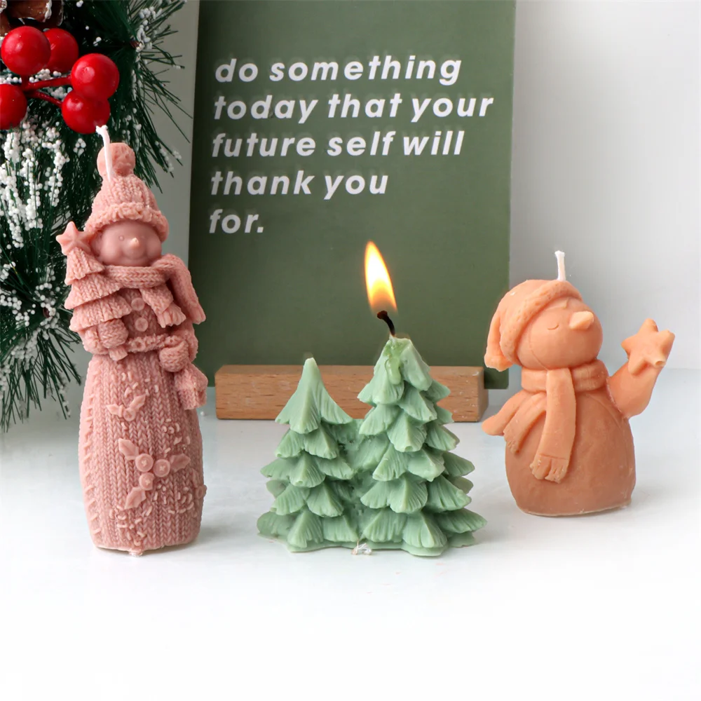 3D Neue Schneemänner Silikon Form Schneemann Halten Weihnachten Baum/Stern Kerze Gips Form DIY Aroma Epoxy Harz Werkzeug weihnachten Ambiente