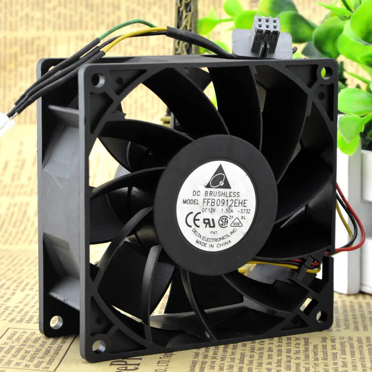 Original,  9038 FFB0912EHE DC 12V 1.5A violent pressurized type, double ball, fan 90*90*38MM