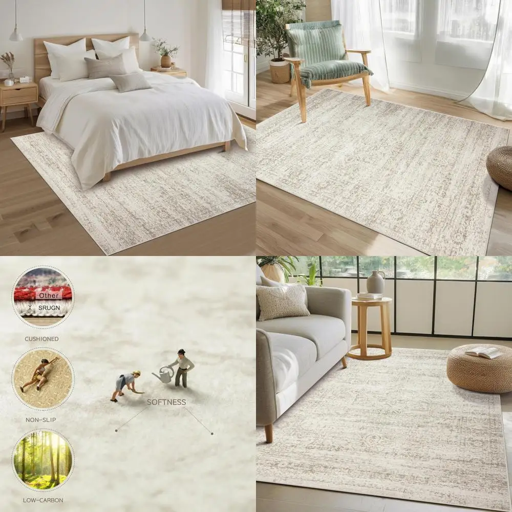 

3x5 Soft Faux Wool Area Rugs for Living Room, Bedroom, Entryway - Non-Slip Vintage Style for Indoor Spaces, Kids Rooms, Office