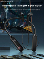 Wireless Bluetooth Headphones with LED Digital Display for Fitness, Gaming and eSports, Neck-worn Type