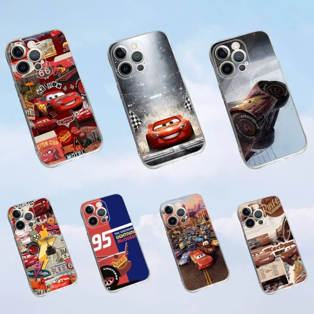 

L-Lightning M-McQueen Phone Case For iPhone 16,15,14,13,12,11 Pro,Max,Plus,X,XS,XR,SE,Mini Transparent Silicone Soft
