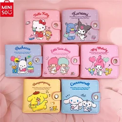 MINISO Sanrio Anime HelloKitty Cinnamoroll My Melody Little Twin Star Pochacco Pu Casual Money Bag Coin Purse Card Holder Wallet