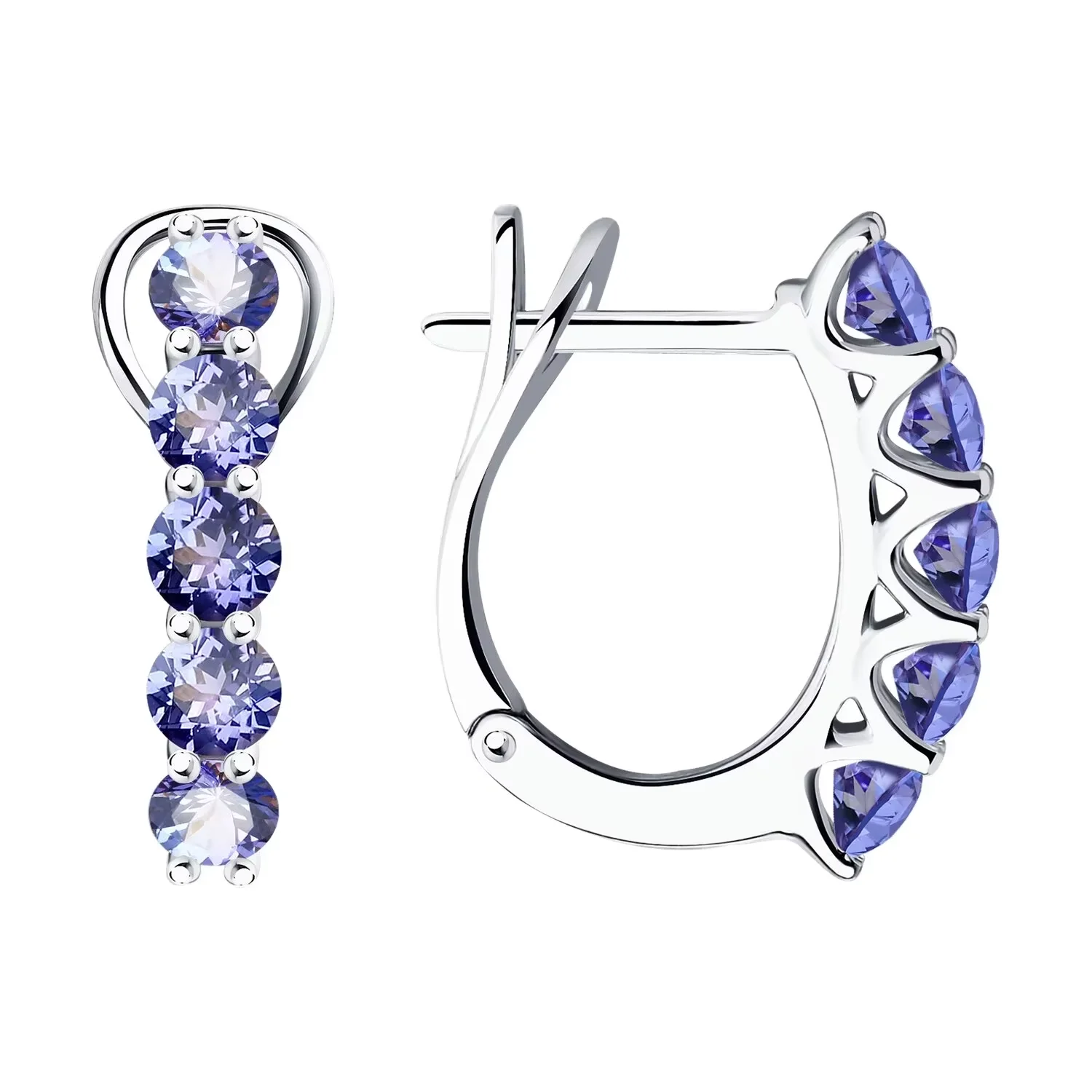 Tanzanite Clip Earrings 925 Sterling Silver Earring Round Earrings Fashion Jewelry