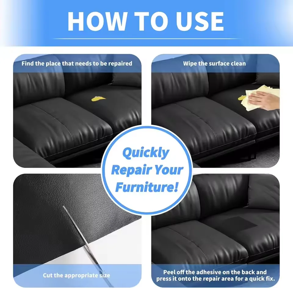 DIY Selbstklebende Reparatur-Aufkleber aus PU-Leder für Sofas, Autositze, Tische, Stühle und Wohnmöbel – Detail 3