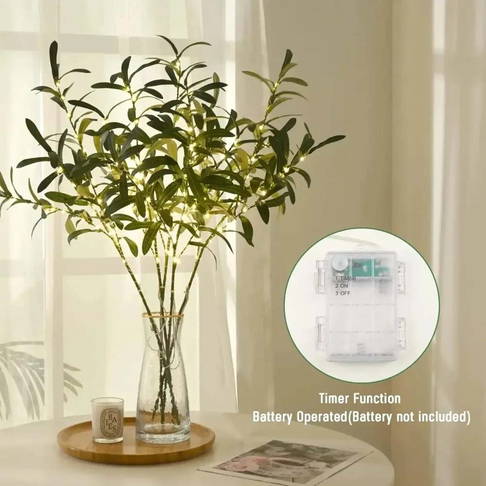 Artificial Olive Branch LED String Light DIY Decorative Lamp for Cafe Restaurant Bedroom Living Room Ambience Decor