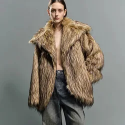 Luxury Brands Winter Faux Fur Coat Women Plus Size Thick Warm Fur Jacket Long Sleeve Suit Collar High Quality Coats