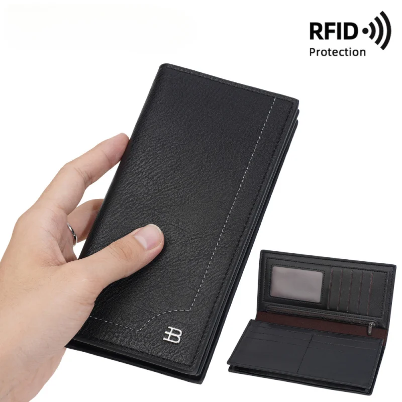 New Men'S Long Wallet, Anti Demagnetization Retro Multi-Slot Wallet, Multi-Functional Card Holder