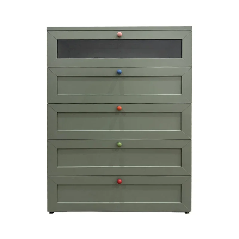 Modern Cream Style Three Drawer Dresser Locker Children's Bedroom and Living Room Cluster Steel