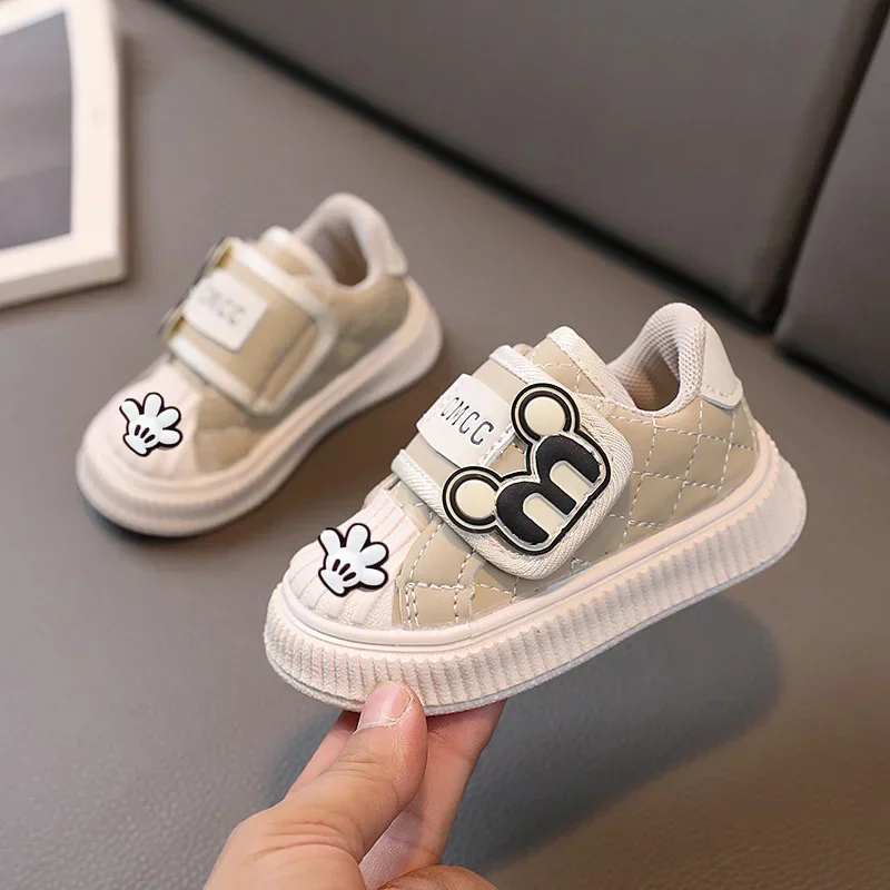 Disney Mickey Mouse Boy Girl Baby Soft Sole Toddler Shoes Autumn Winter Non-slip Casual Shoes kids Shell Board Shoes Sneakers