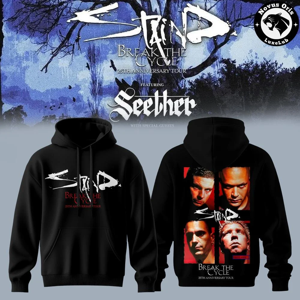 Stained Break The Cycle 25th Anniversary Hoodie Seether Rock Band Hoodie Sportswear for Male and Female Music Fans Street Wear