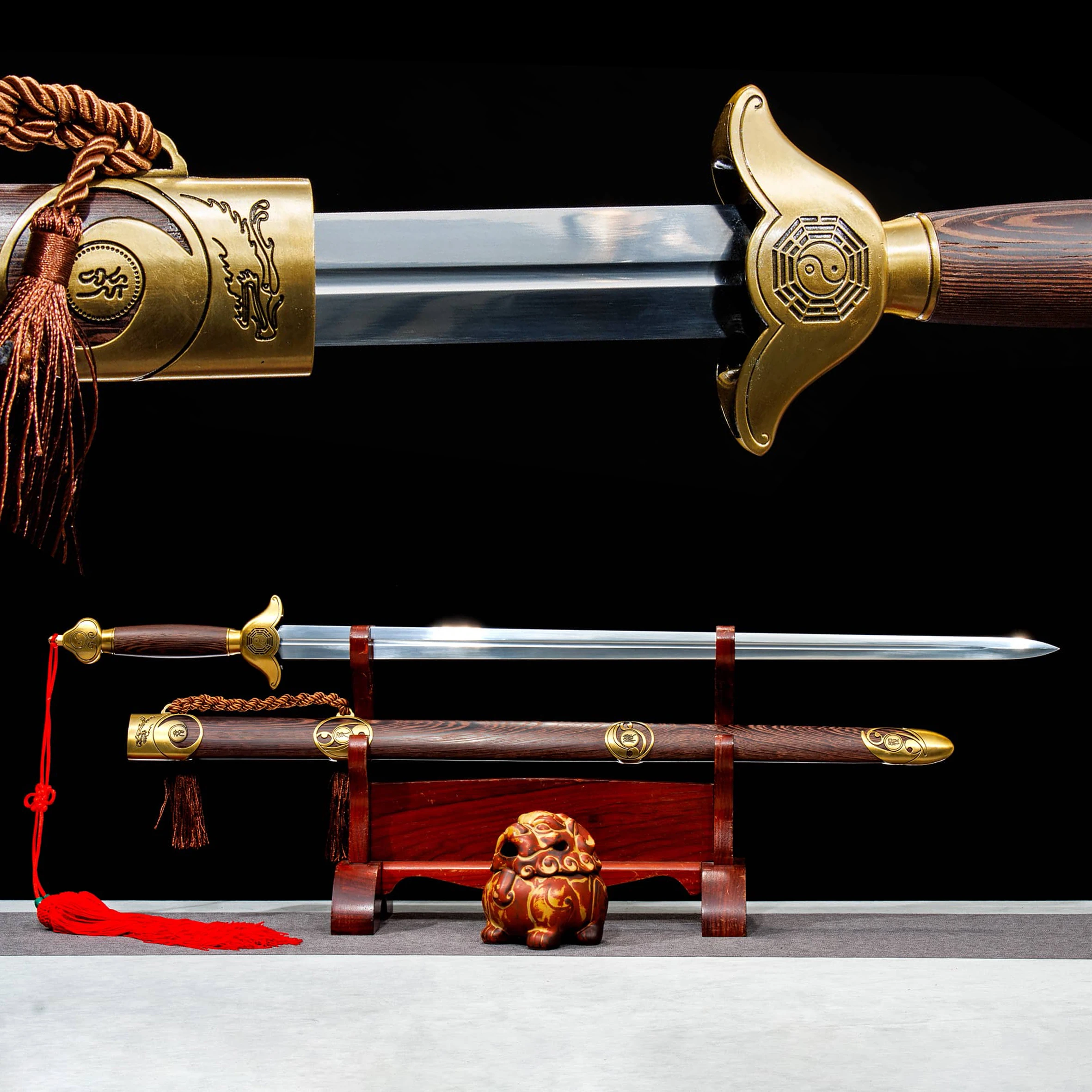 Chinese Tai Chi Sword Hard Blade Manganese Steel Blade Rosewood Saya For Physical Exercise and Outdoor Activities Not Sharp