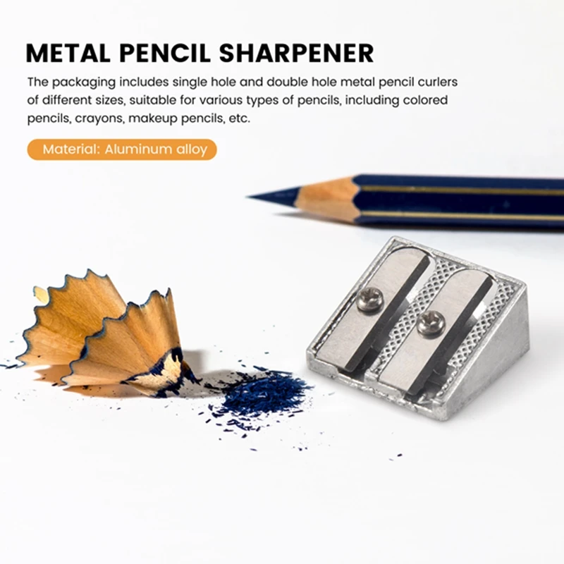 6 Pcs Metal Pencil Sharpeners, Single And Dual Hole Pencil Sharpeners Manual Art Sharpeners For Colored Pencils