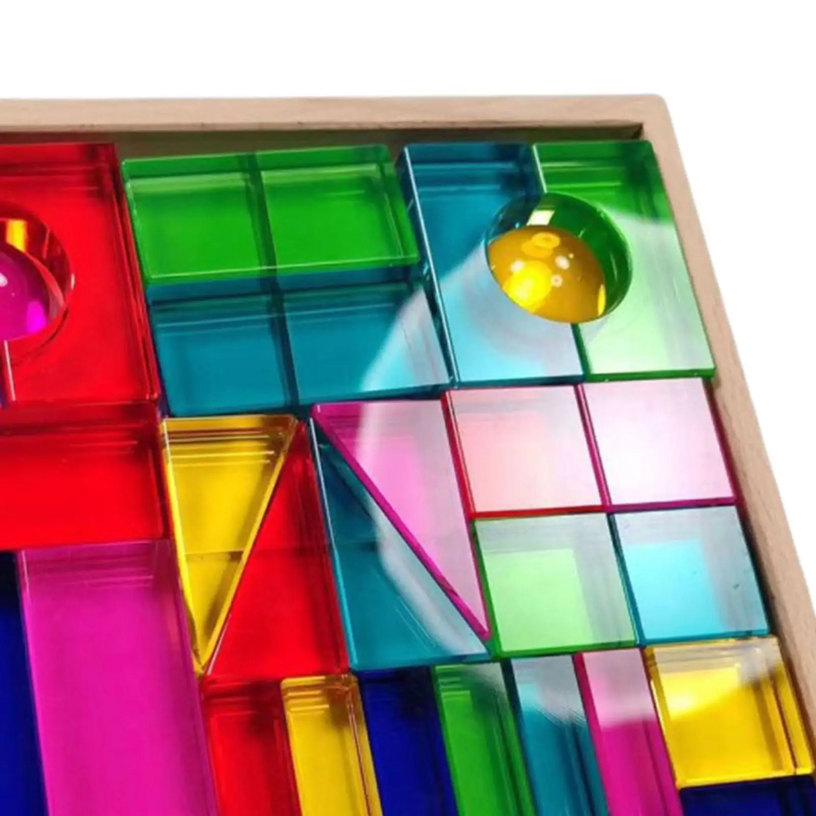 Montessori Stacking Toy Rainbow Acrylic Gem Cubes Building Blocks Set for Kids Color Light Shadow Learning Educational Gift