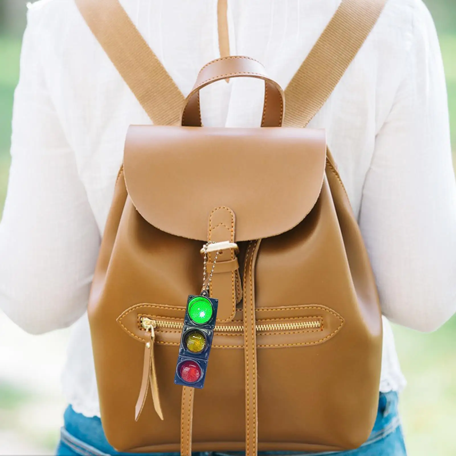 Plastic Traffic Light Key Chain Glowing Bag Pendant Signal Light Pendant Car Keyring Key Holder for Adults Kids Students