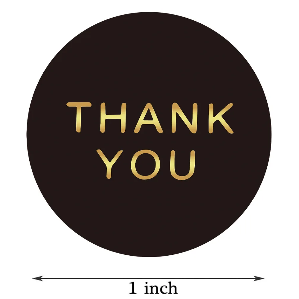 100-500PCS Round Labels Kraft Paper Thank You Sticker Dragees Candy Bag Flower Gift Box Cake Boxes  Packaging Wedding Stickers