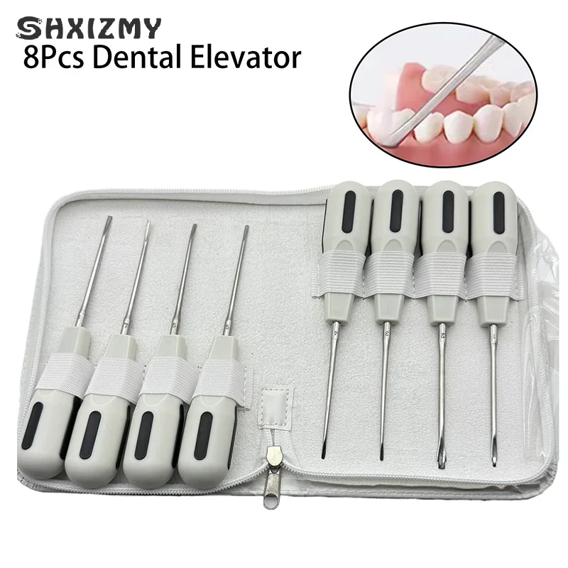 

8Pcs Dental Stainless Steel Elevator White Surgery Extracting Apical Root Elevator High Quality Dentistry Surgical Instrument