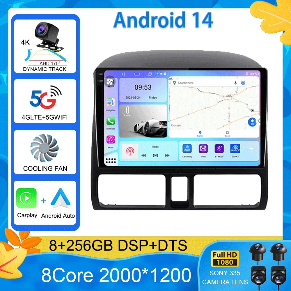 

Автомагнитола для Honda CR-V CRV 2001 - 2006 Android 14, мультимедийный плеер с OLED-экраном, навигацией, GPS, CarPlay, стерео, 2 DIN, головное устройство