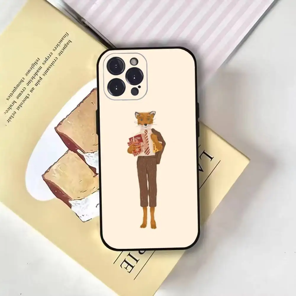 حافظة هاتف F-Fantastic Mr F-Fox لهاتف iPhone16,15,14,13,12,11 Plus,Pro Max,XS,X,XR,SE,Mini,8,7,غطاء أسود ناعم