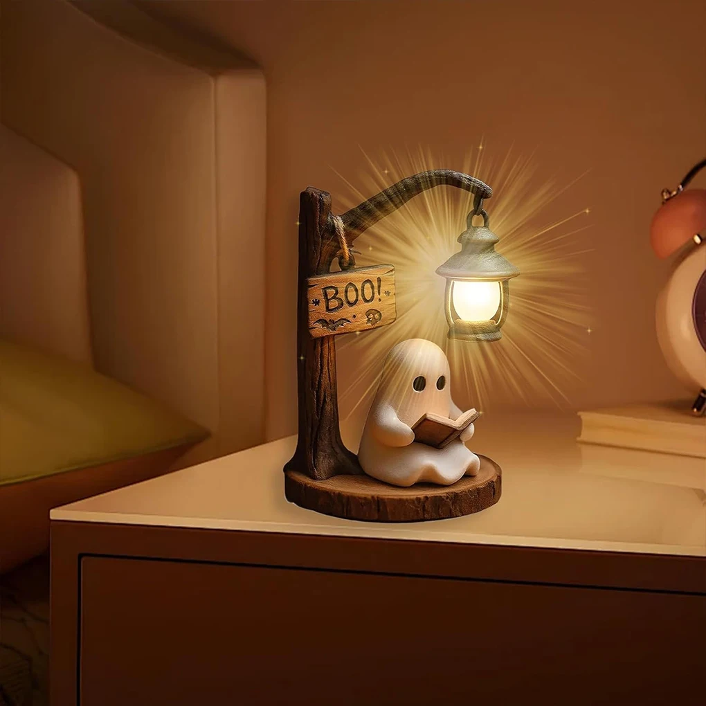Halloween-Geister-Lichter, bezaubernde Lichter, Bücherregal, Geister-Leselampen, multifunktionale dekorative Lampen, niedlich, 12 cm