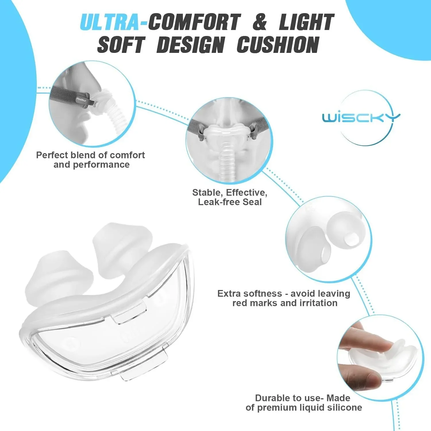 The P10 Nasal Pillow is a replacement silicone soft cushion pad compatible with the ResMed AirFit P10 nasal pillow CPAP mask. - view 3