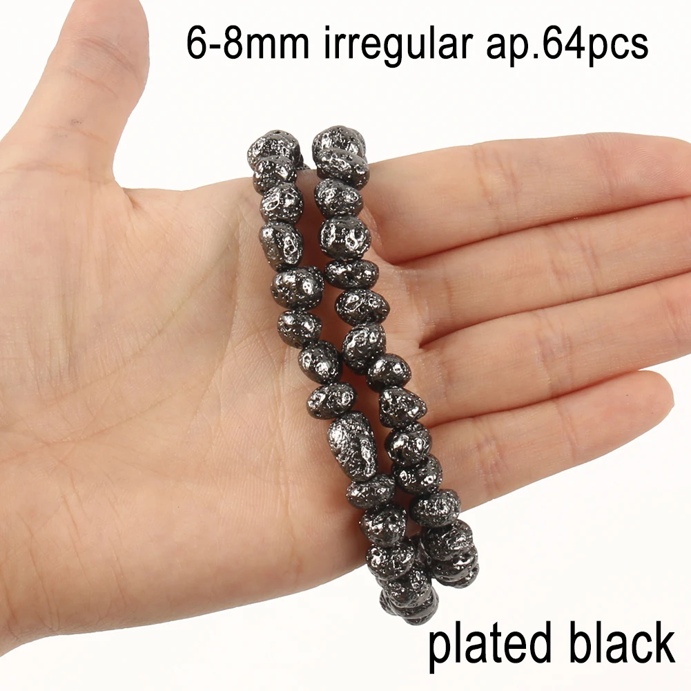 Natural Stone Black Volcanic Lava Stone Loose Spacer Waist Beads for Bracelets Jewelry Making Supplies DIY Necklace Accessories