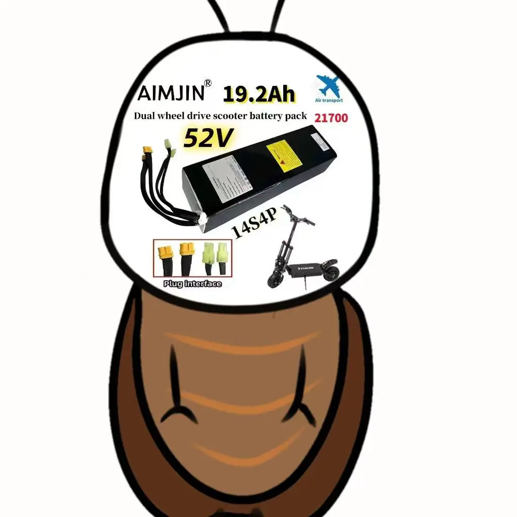 

14S4P 52V 19.2Ah Lithium-ion Battery Pack 21700 19200mAh Dual Port Fast Charging ,Suitable for Dual Drive Scooters