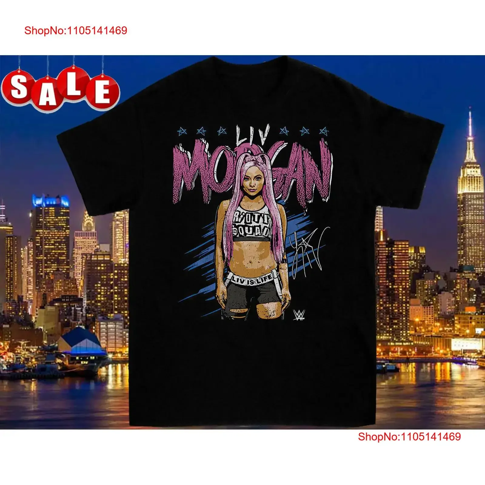 

Liv Morgan Artwork Спортивная подпись Черная футболка S 234XL BTT356 винтажная стираная слегка универсальная мужская растянутая мода