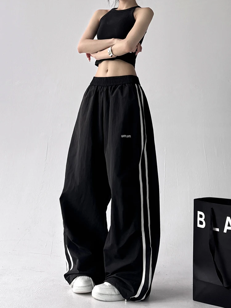 العصرية عالية الخصر بنطال ذو قصة أرجل واسعة المرأة Spor Sle Dstring الكاحل طول الطابق طول ملابس العمل بنطلون الربيع الصيف #4