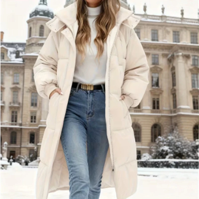 Longline Hooded Padded Coat Women's Zip Up Thick Winter Travel Daily Weekend Wear Trendy Fashion Soft New Luxe Hot Chic Parkas