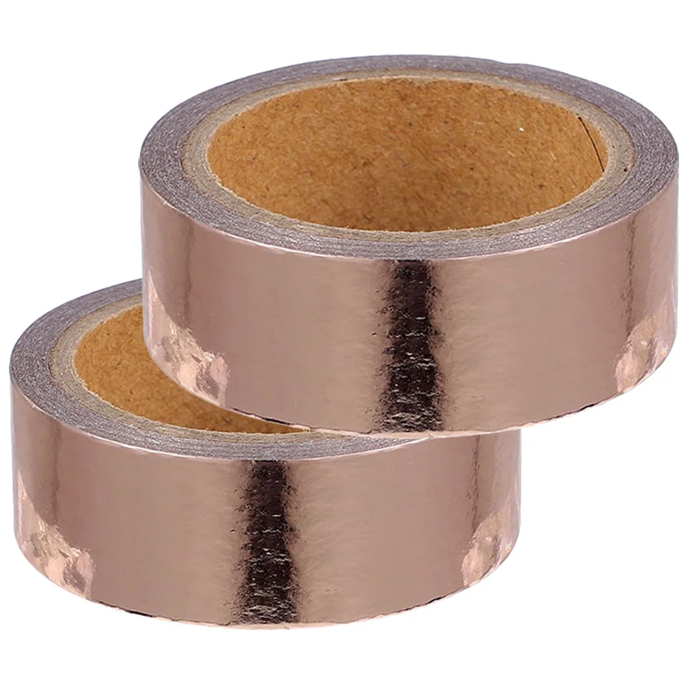 2 Rolls Diy Decorative Tape Washi Tapes Metallic Mirror Decoration Strips Self Adhesive Scrapbook