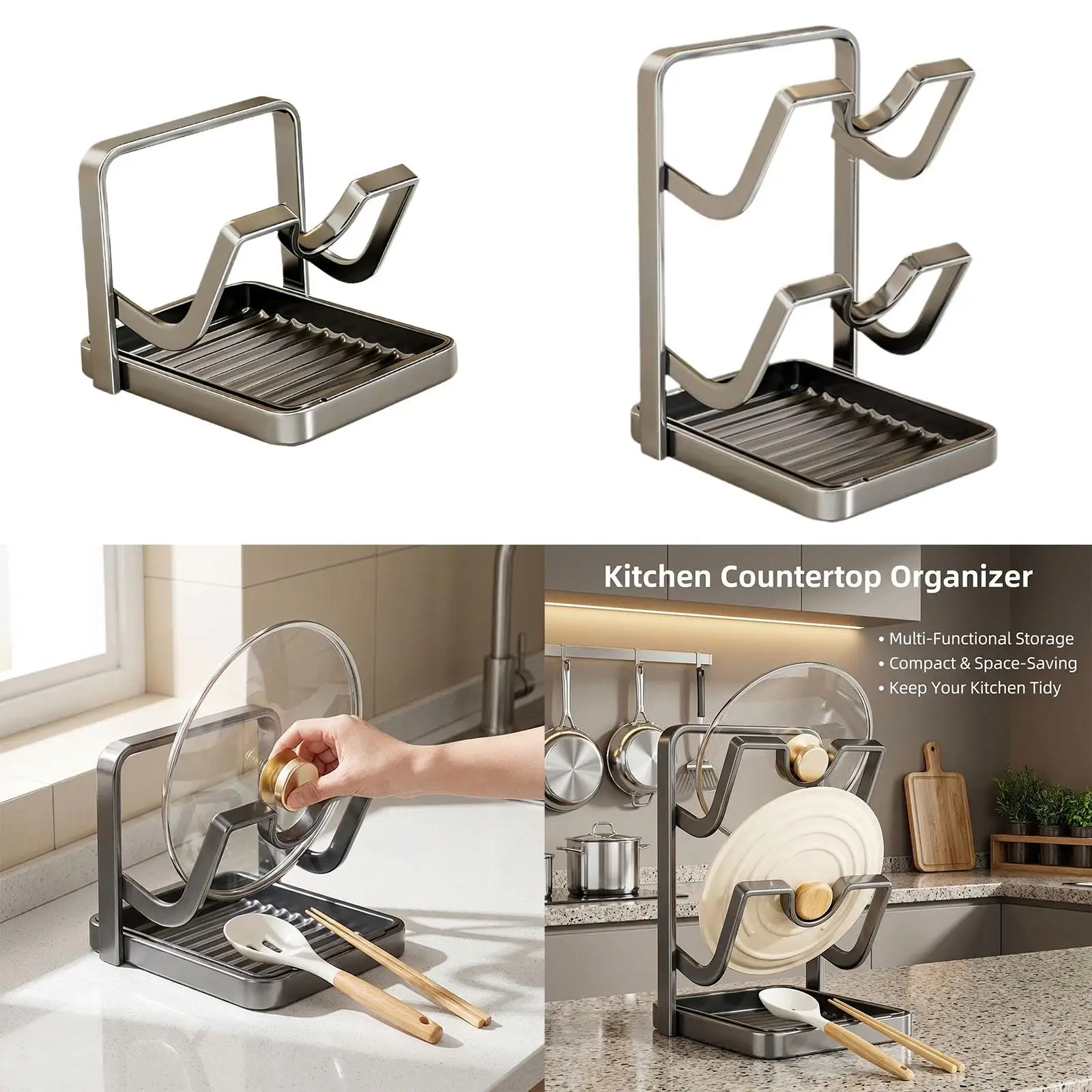 

Подставка для крышек и утвари, многоразовая подставка для контейнеров, разделочных досок, полка для хранения, подставка для крышек и ложек для кухни