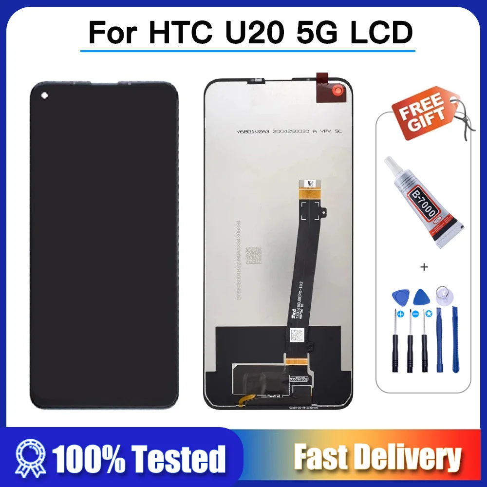 

100% Tested 6.8" For HTC U20 5G LCD Display Touch Screen Digitizer Assembly For HTC U20 Screen Replacement Parts + tools glue