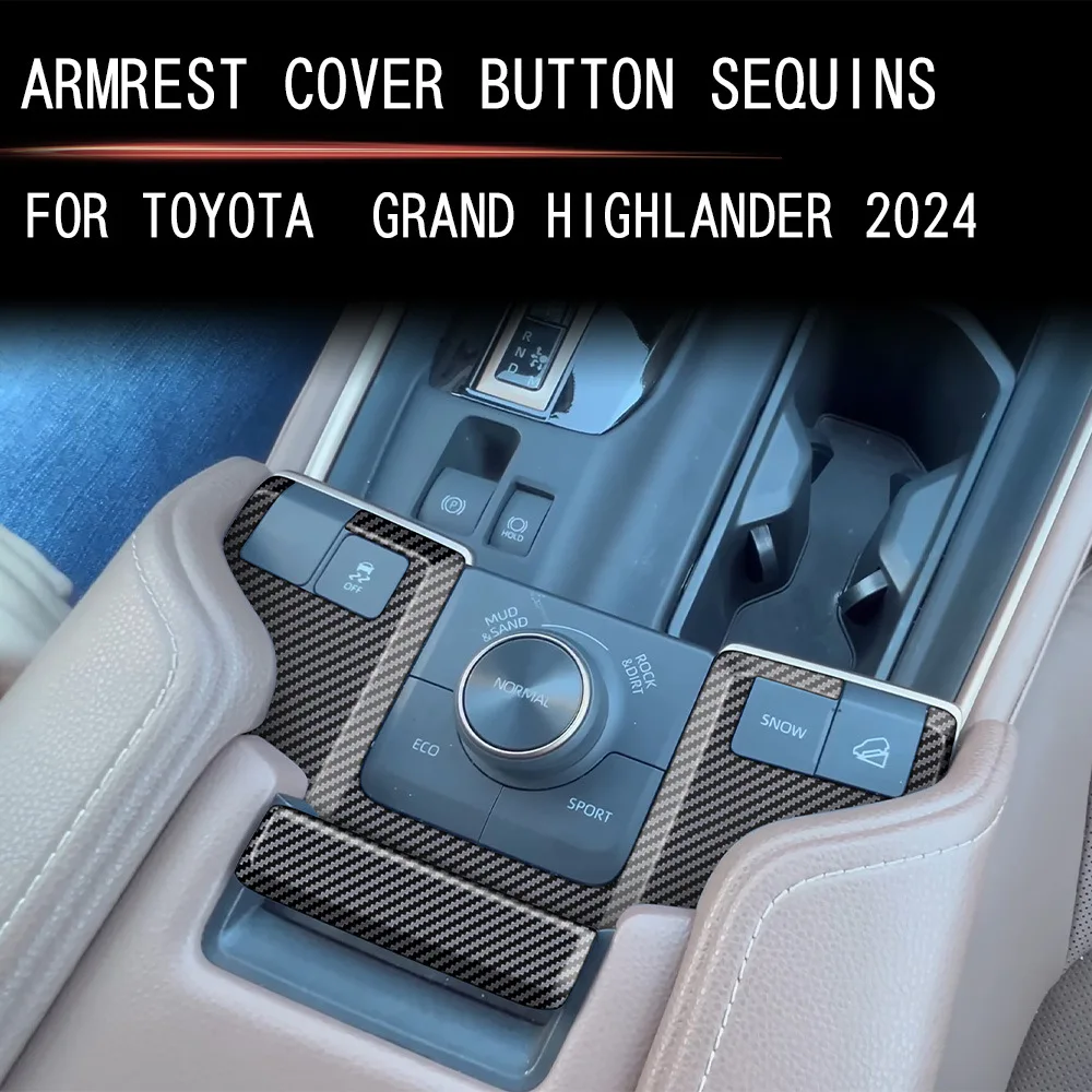 

For TOYOTA GRAND HIGHLANDER 2024 2025 Center Console Armrest Box Button Cover ABS Anti-Scratch Protective Sticker Accessories