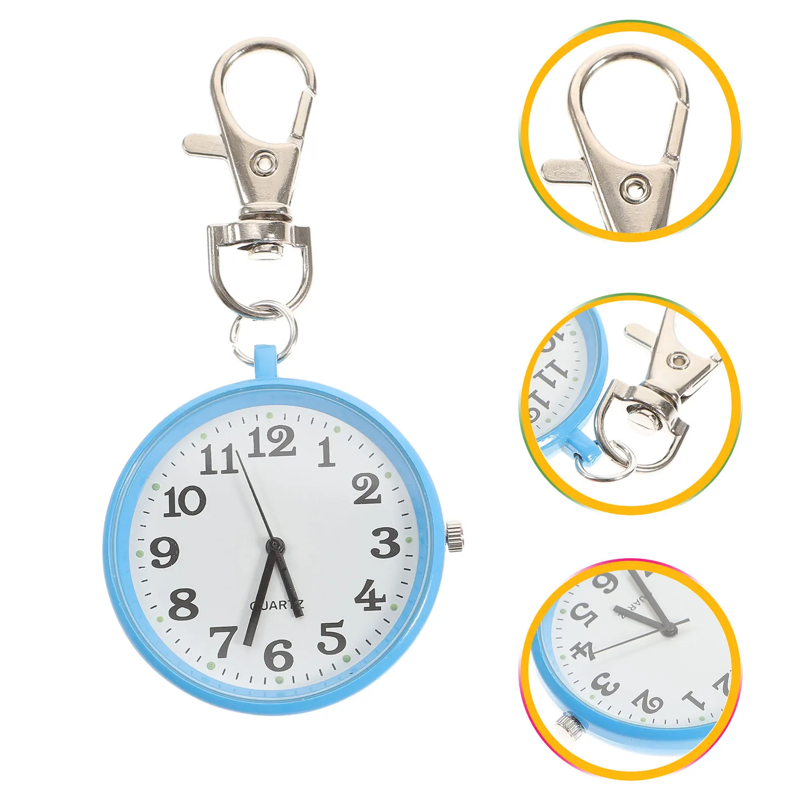 

2pcs Nurse Watch Mini Quartz Hanging Pocket Big Numbers Keychain Lightweight Durable PracticalDecoration Clothing Gift
