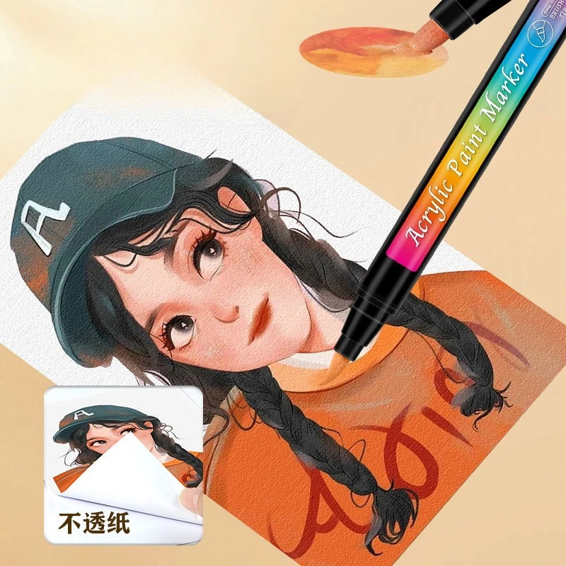 12colors Soft Head Skin Tone Acrylic Marker Stackable Color and Non-fade Body Painting Skin Coloring Acrylic Pen