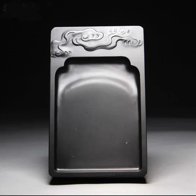 Famous‑master‑crafted She Inkstone from China / Cloud‑Pattern Inkstone / Premium Natural Original Black Dragon Tail Stone