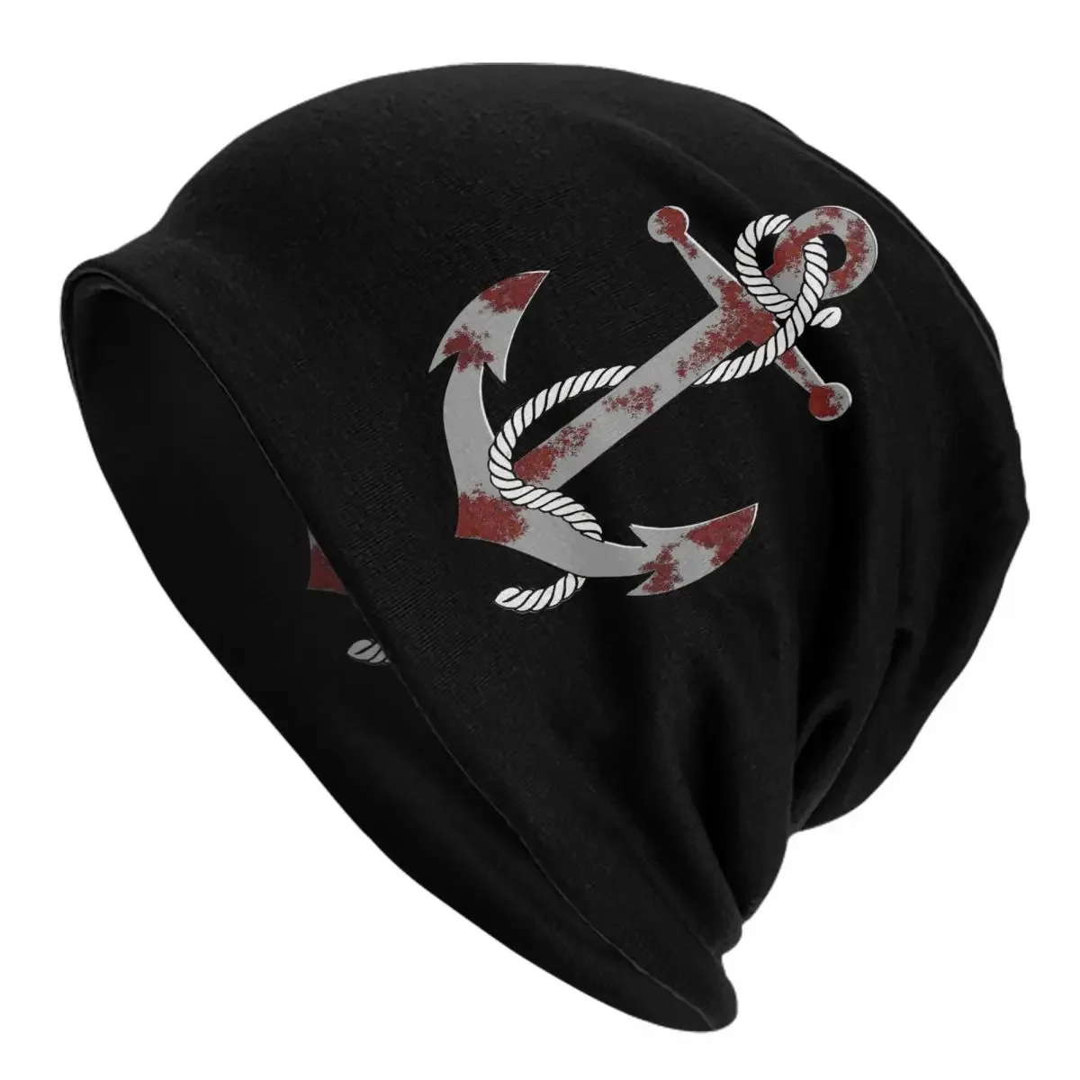 Nautical Rusty Grey Anchorropedark Red Cap Cool Unisex Outdoor Skullies Beanies Hat Spring Warm Dual-use Bonnet