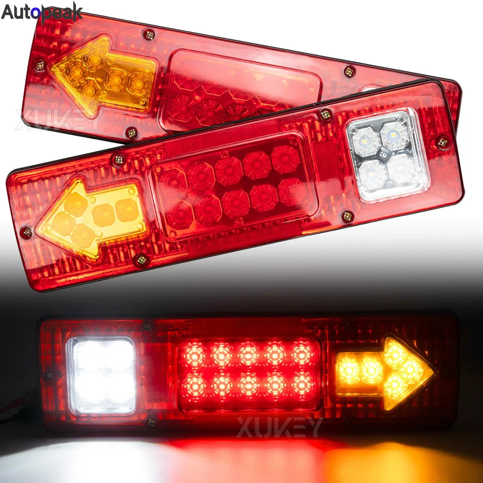 

2x 19LEDs Trail Tail Light Bar Turn Signal Light Indicator Rear Running light Camper Truck Trailer Caravan 12V Red Amber White