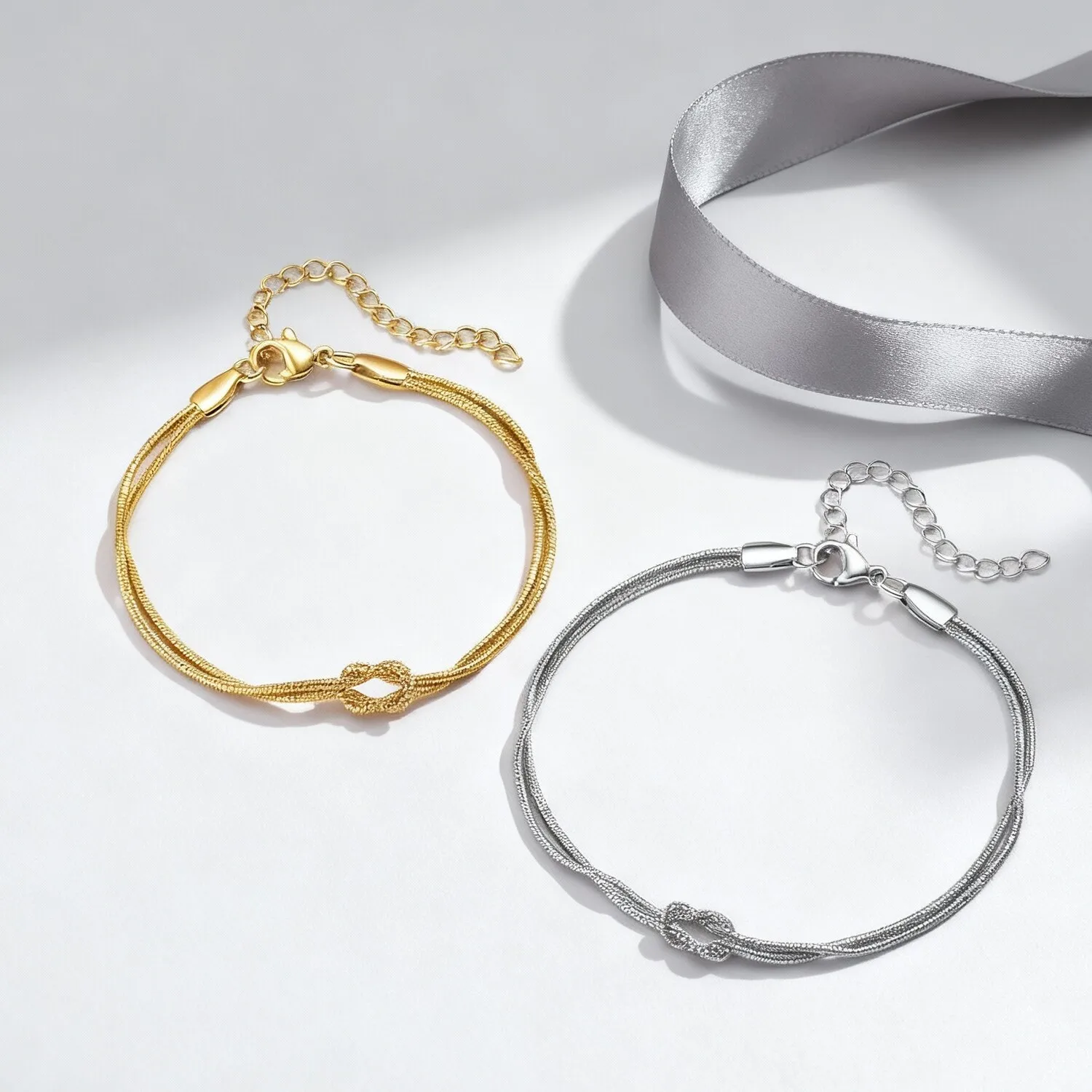 العصرية الحب عقدة أساور للزوجين الرجال النساء، الفولاذ المقاوم للصدأ 2 طبقات ثعبان سلسلة معصمه، هدايا الذكرى عيد الحب #5