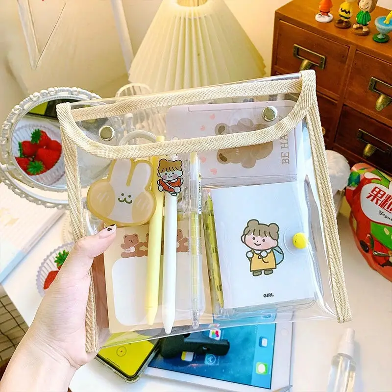 Transparent Cosmetic Bag PVC Storage Bag Student Stationery Case Girl Large Capacity Makeup Pouch Organizer Travel Toiletry Bag