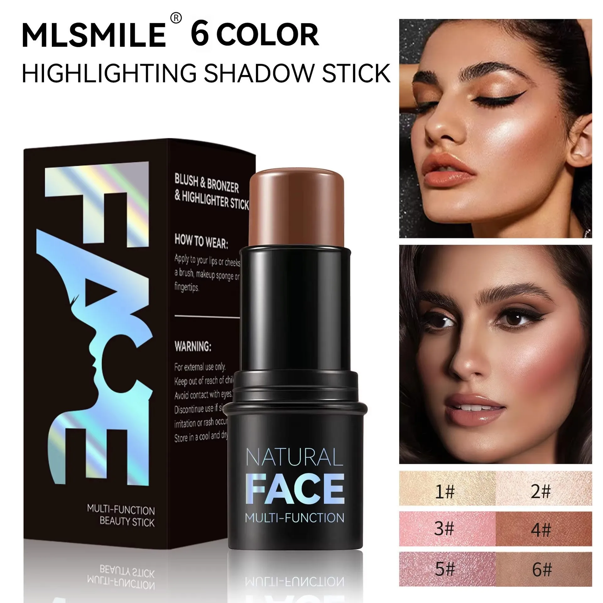 

12 Colors Smooth Contouring Stick Highlighter Brightening Blush Stick Multi-Use Easy to Apply Color Waterproof Contour Makeup.