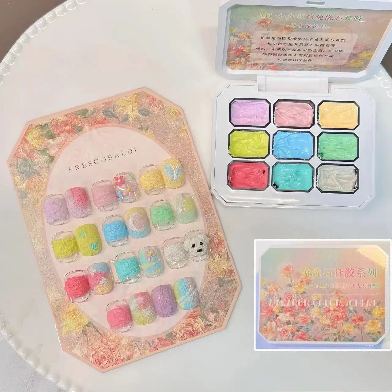 New 3D Effect Macaroon Sand Gypsum Gel Drawing Super Texture Painting Gel Soak Off UV LED Semi Permanent Pigmented Paint Art Gel