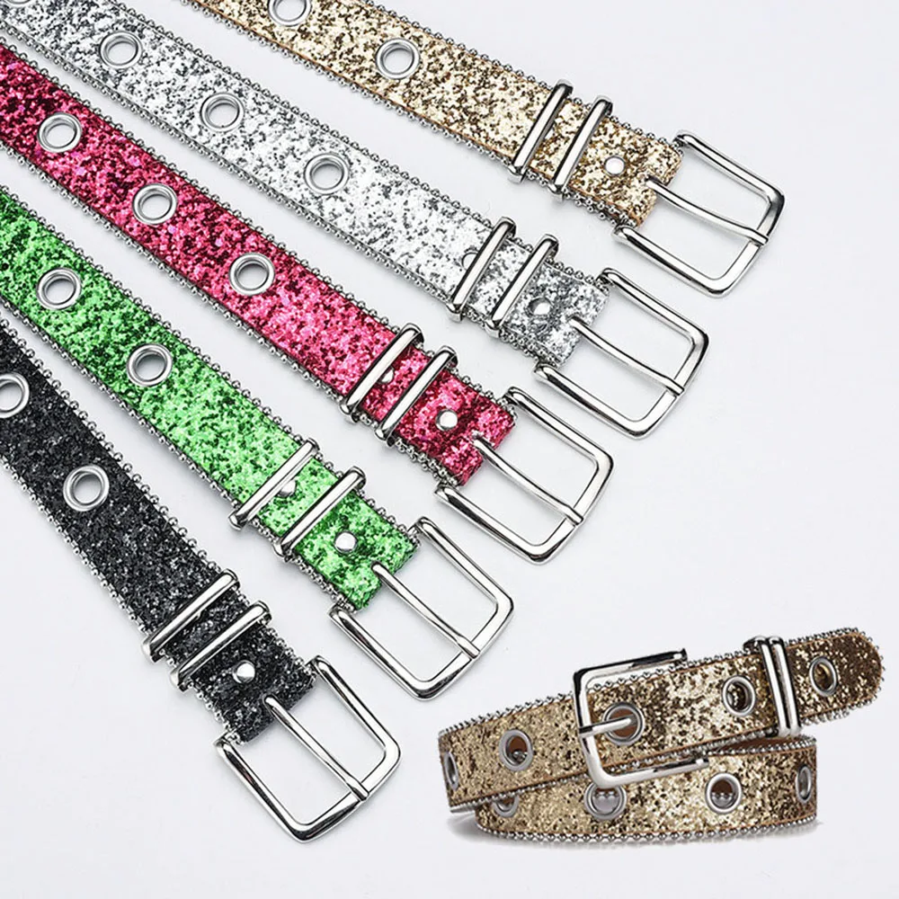 

Goth punk Style Rhinestone Belts For Women PU Leather Shiny Waist Strap Full Crystal Western Y2K Girls Belt for Jeans Men