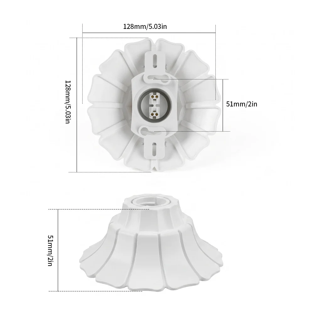 1/2pcs E/26E27 Petal-Shaped Pendant Lamp Holders - Minimalist Black/White Fixed Base Socket