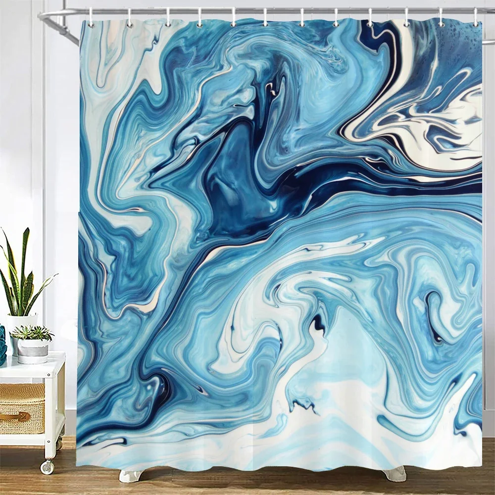 

Высококачественная ткань с геометрическим мраморным узором и принтом, занавески для душа, водонепроницаемые продукты, декор для ванной комнаты с крючками